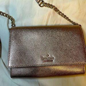 Metallic Rose Gold Kate Spade Crossbody Purse Handbag Small